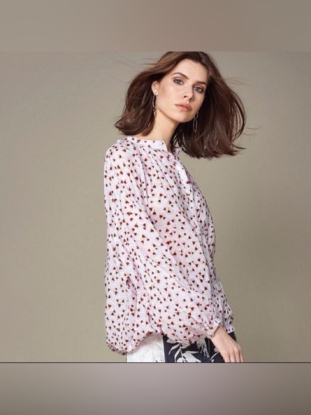 ANNA GLOVER x H&M Light Pink Blouse Floral Print Oversized Women’s 4
